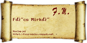 Föcs Mirkó névjegykártya